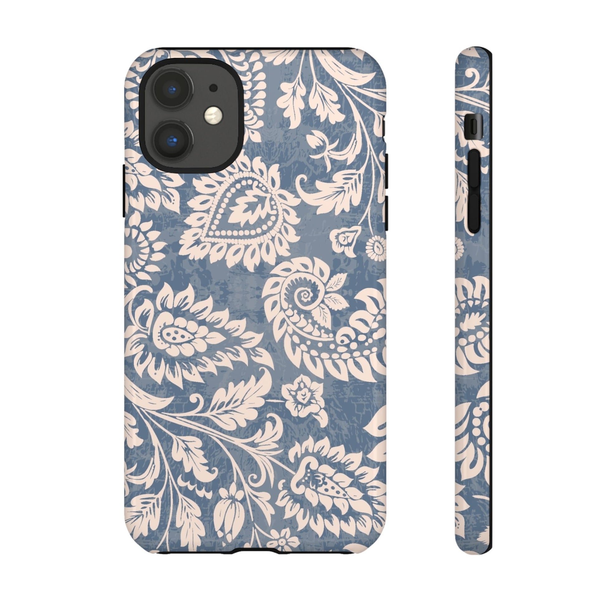 Blue Floral Pattern Tough iPhone Case - MVB STUDIO STORE