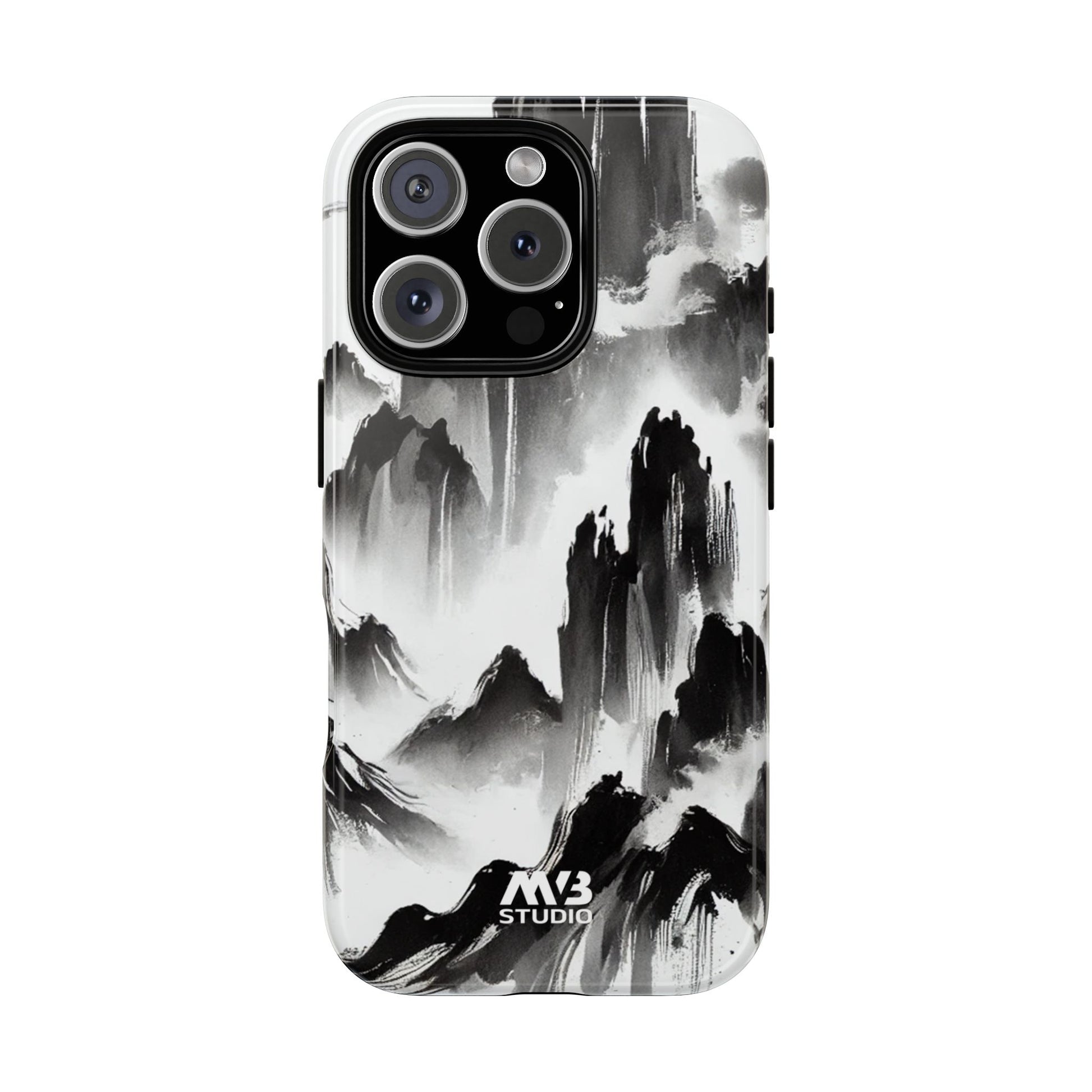 Black Ink Mountain Tough iPhone Case