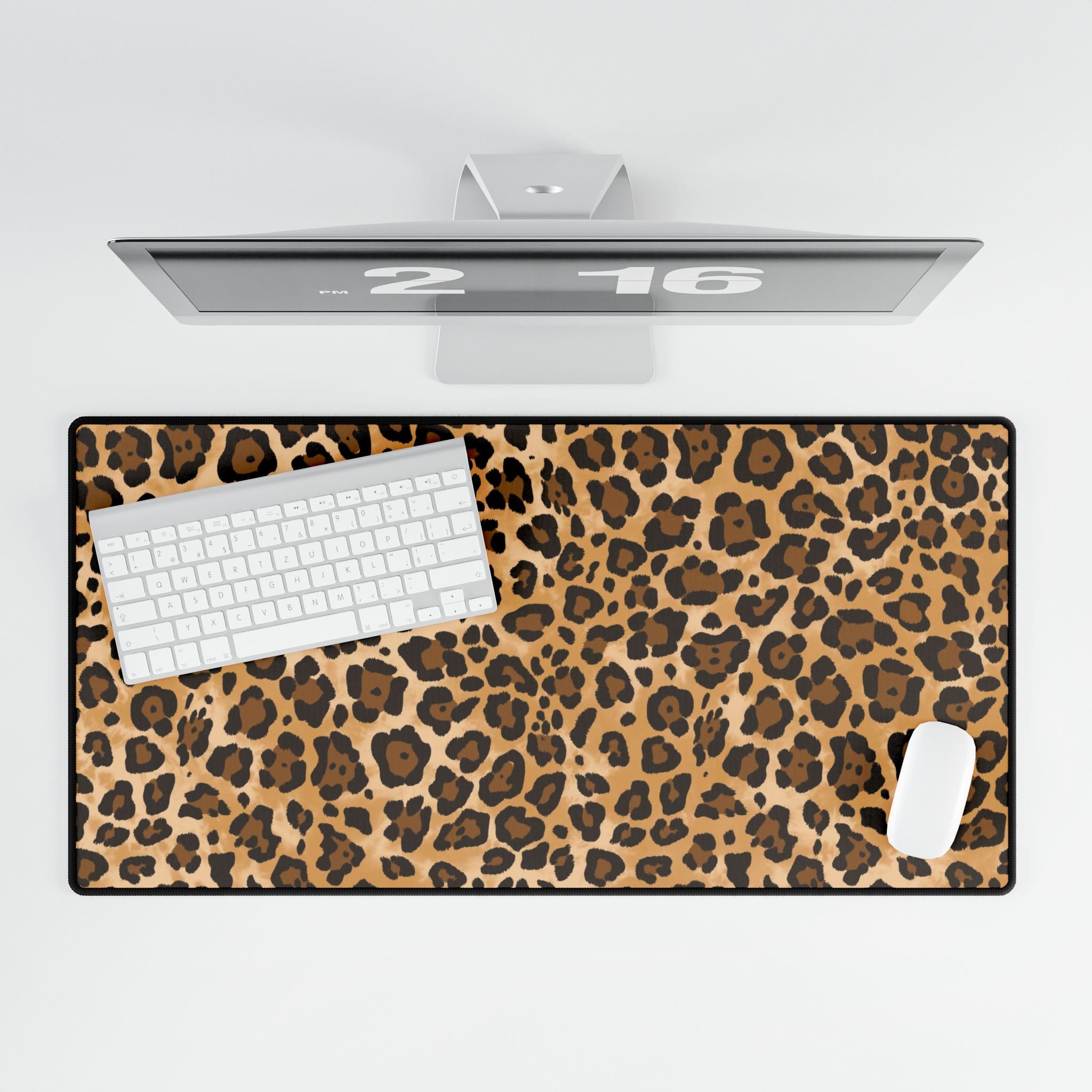 Leopard Print Desk Mat - Large Animal Print Gaming/Office Desk Pad