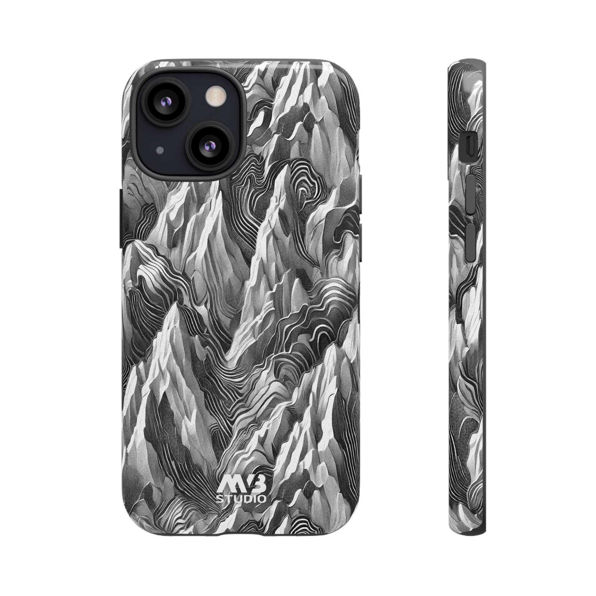 Grayscale Terrains Tough iPhone Case