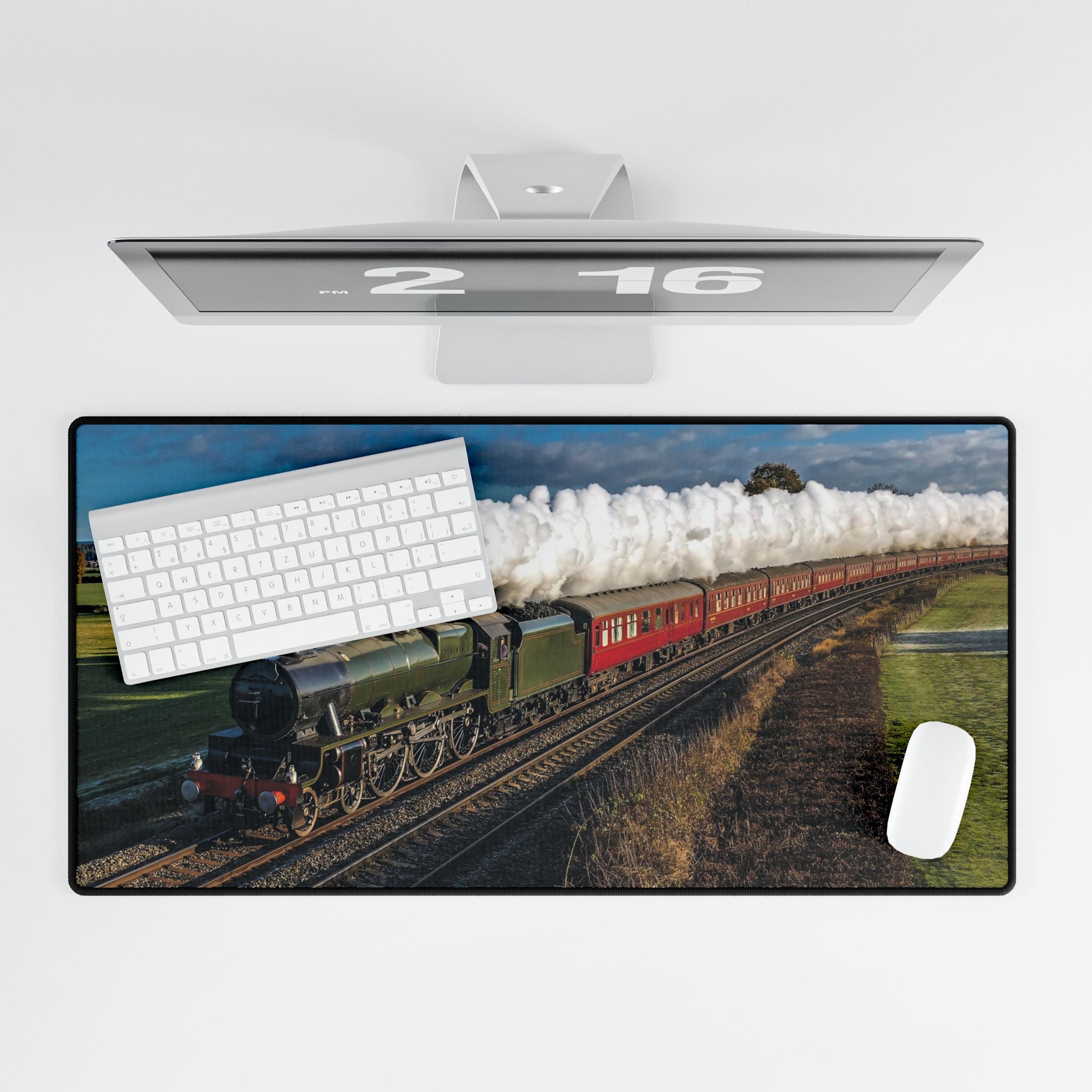 Steam Train Desk Mat — Vintage Locomotive Mouse Pad for Train Enthusiasts