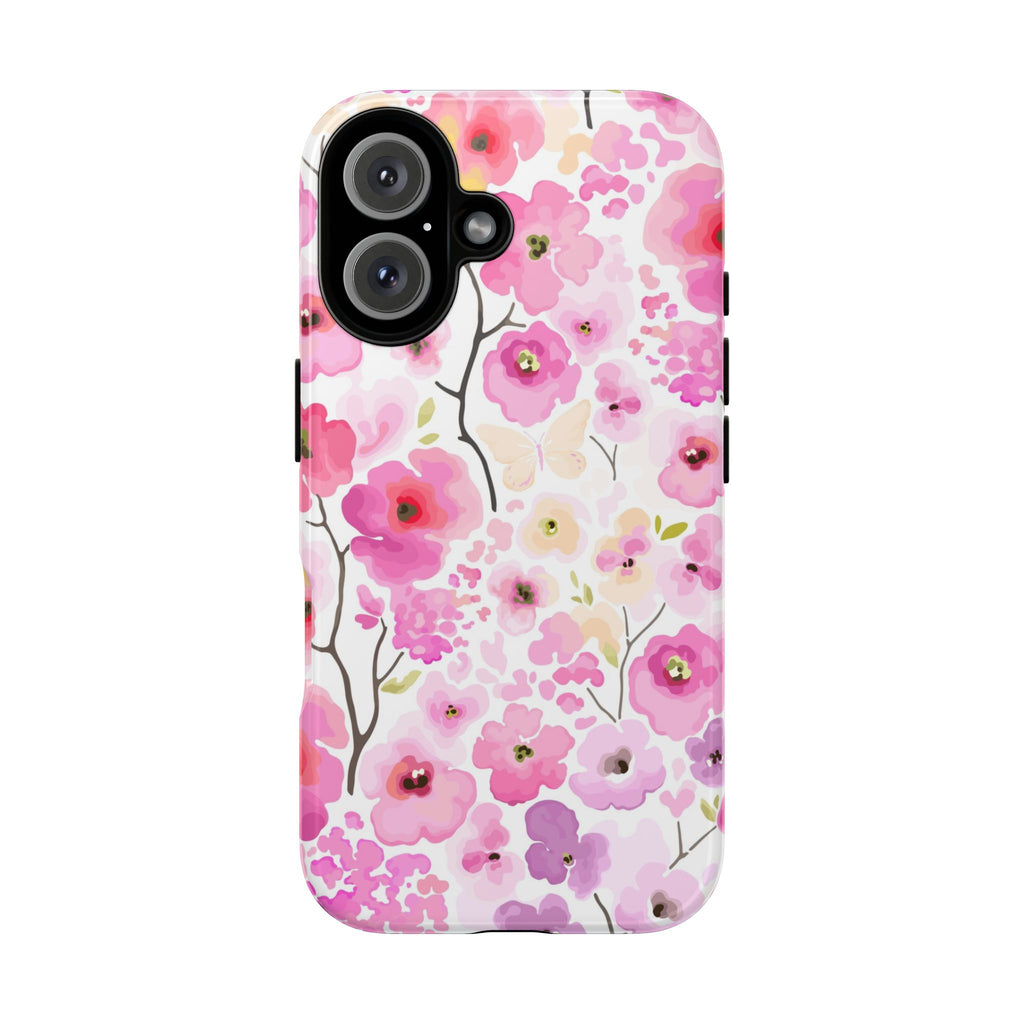 Watercolour Pink Flowers Tough iPhone Case - MVB STUDIO STORE