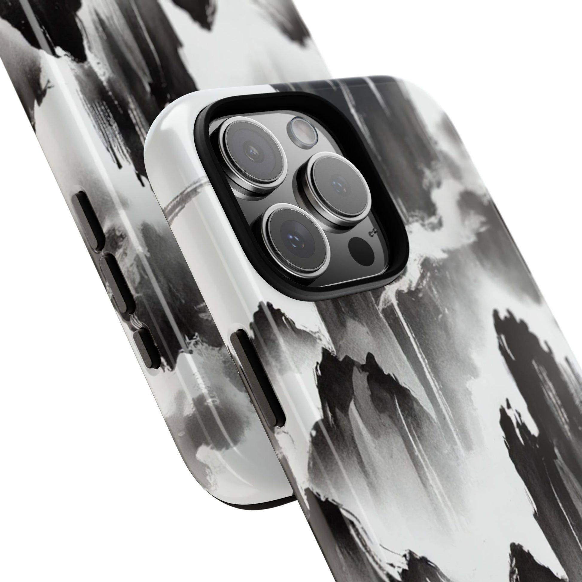 Black Ink Mountain Tough iPhone Case