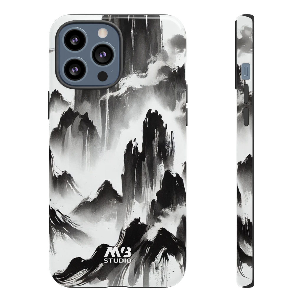 Black Ink Mountain Tough iPhone Case - MVB STUDIO STORE