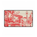 Japanese Cityscape Desk Mat - Red Osaka Street Scene Mouse Pad