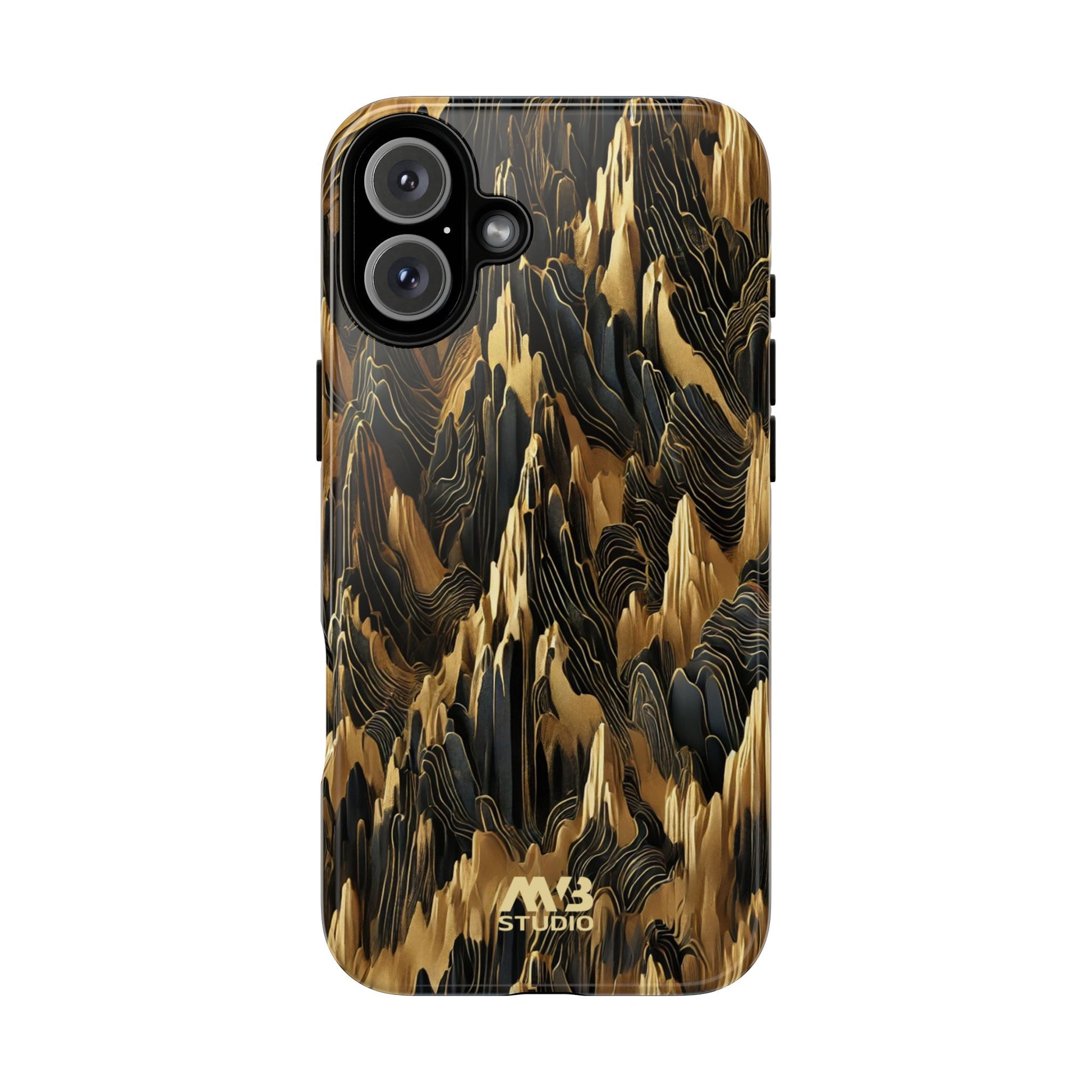 Black & Gold Terrains Tough iPhone Case