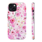 Watercolour Pink Flowers Tough iPhone Case - MVB STUDIO STORE