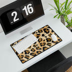 Leopard Print Desk Mat - Oversized Animal Print Gaming/Office Desk Pad