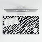 Zebra Stripe Desk Mat - Black & White Large Mouse Pad for Home Office