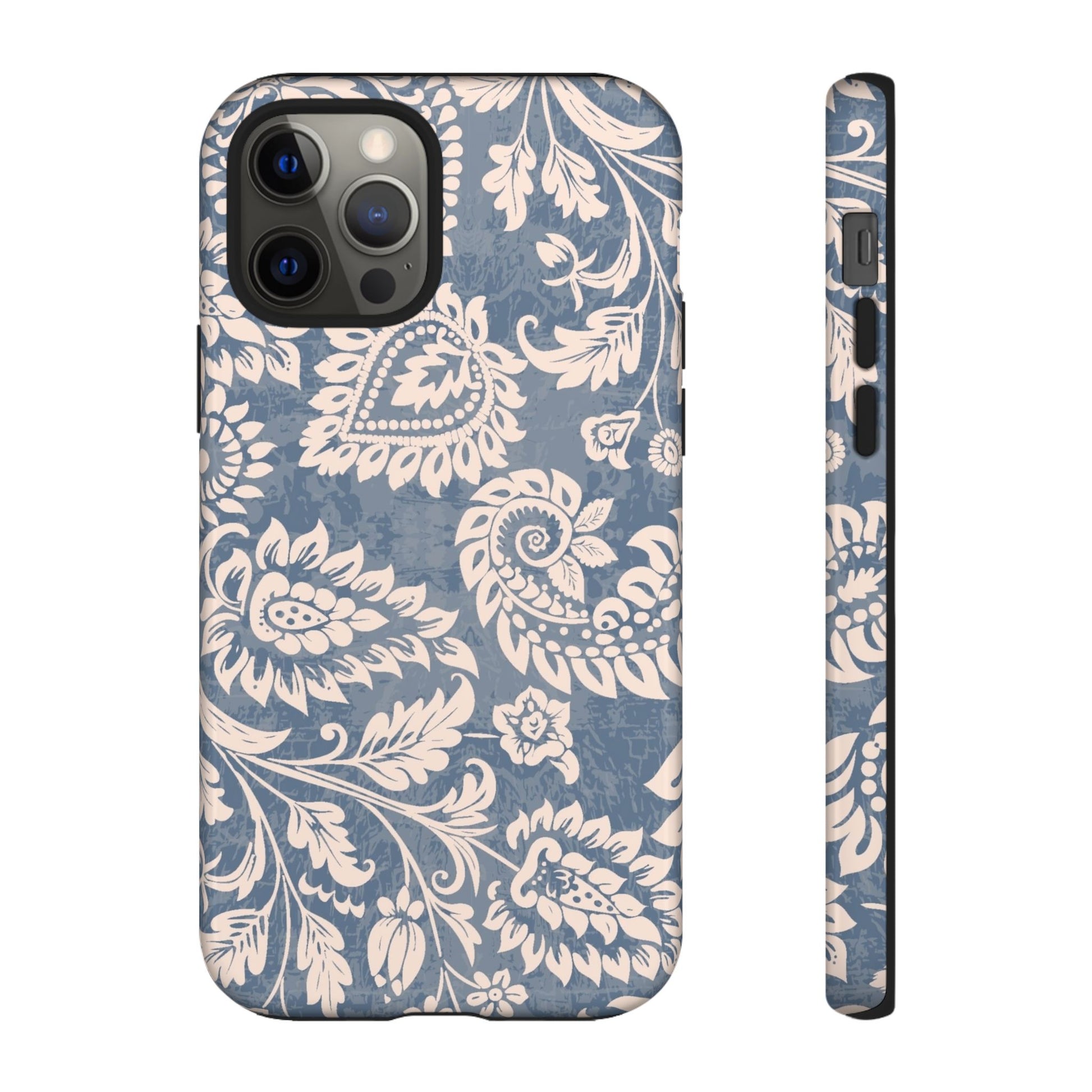 Blue Floral Pattern Tough iPhone Case - MVB STUDIO STORE