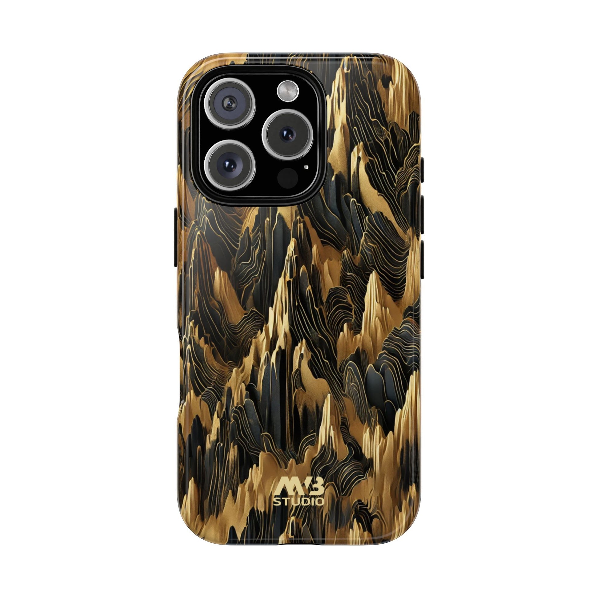 Black & Gold Terrains Tough iPhone Case
