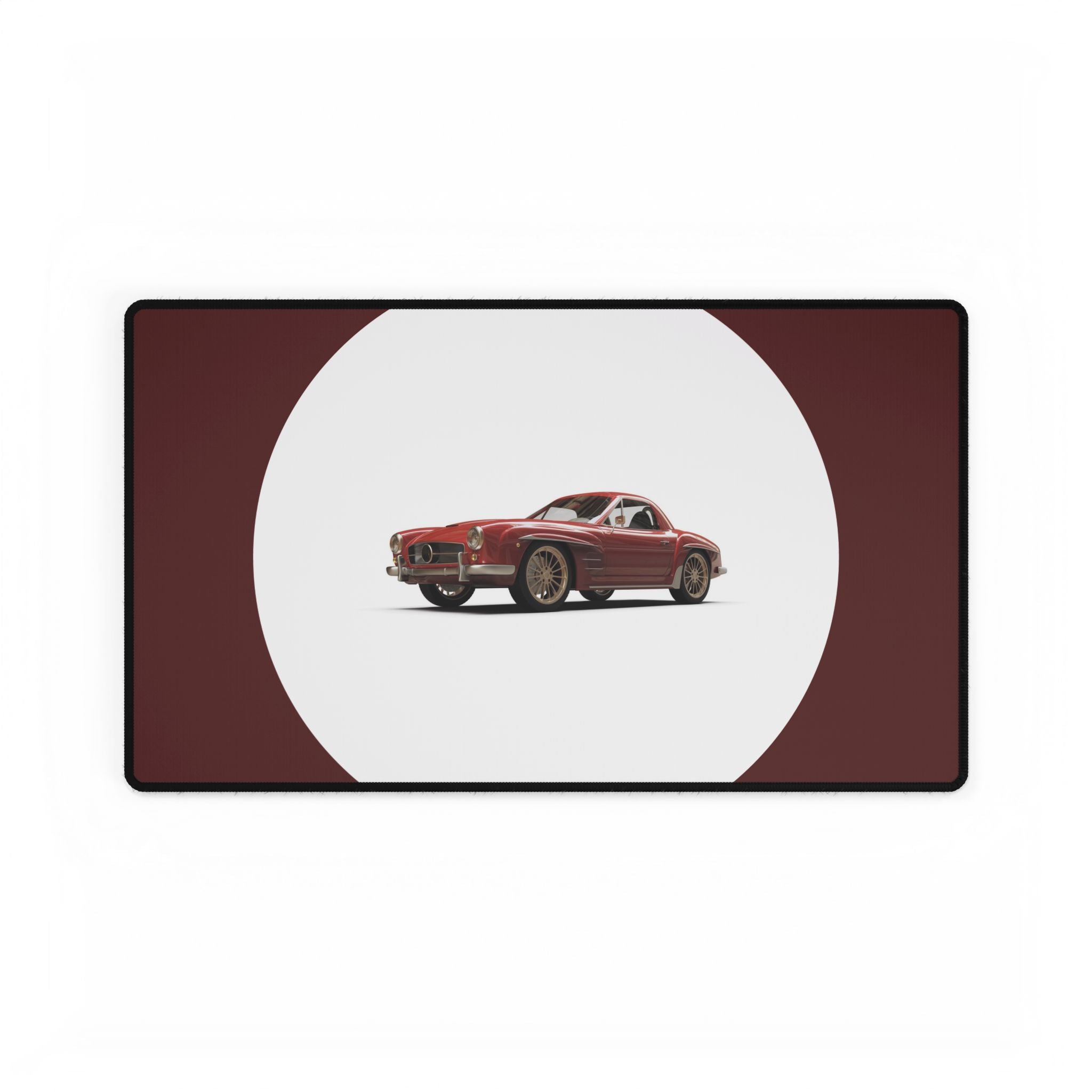 Red car on a white background with a red border
