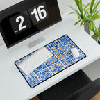 Blue Mediterranean Tile Desk Mat - Large Decorative Mousepad for Home Office