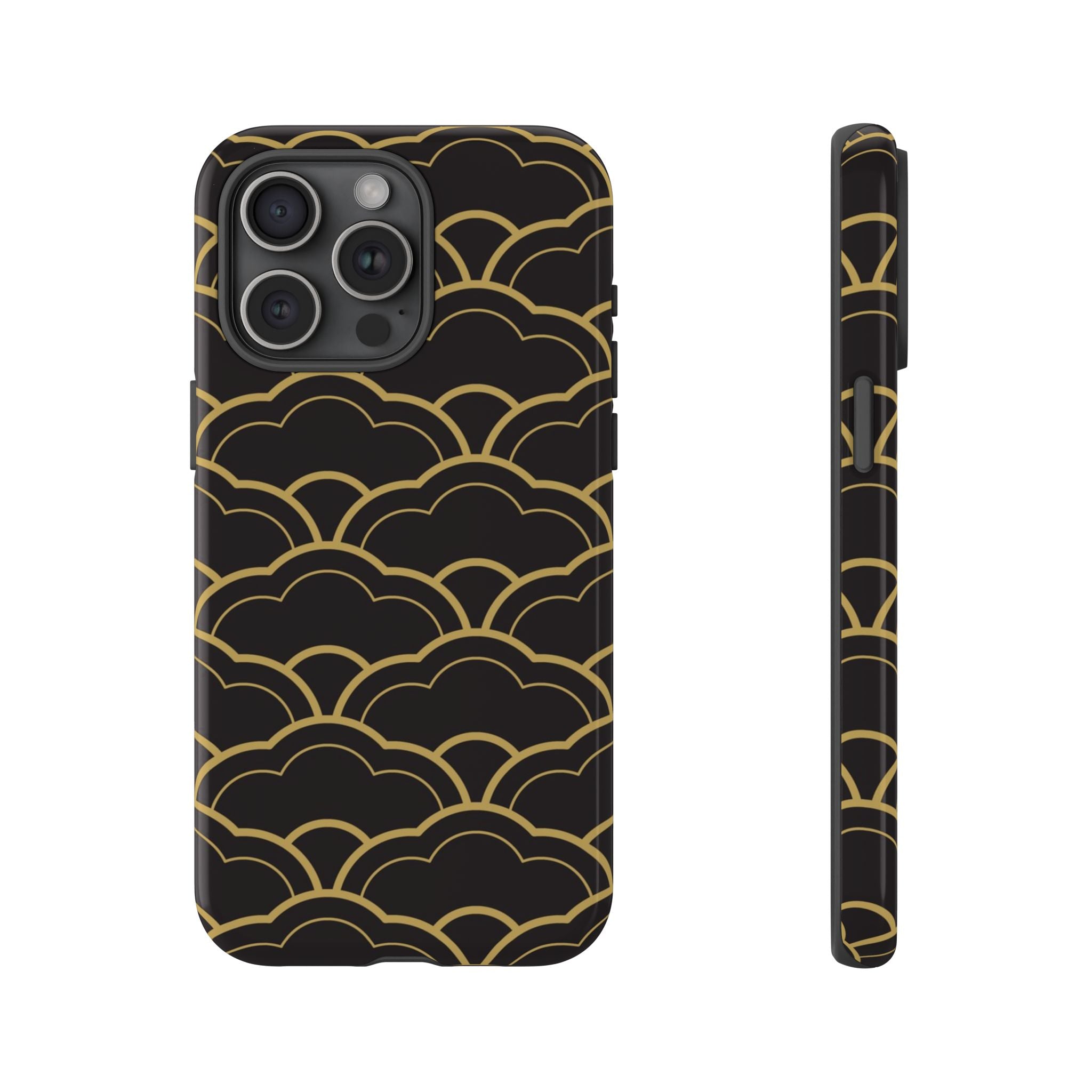 Black and Gold Wave Pattern Tough iPhone Case - MVB STUDIO STORE