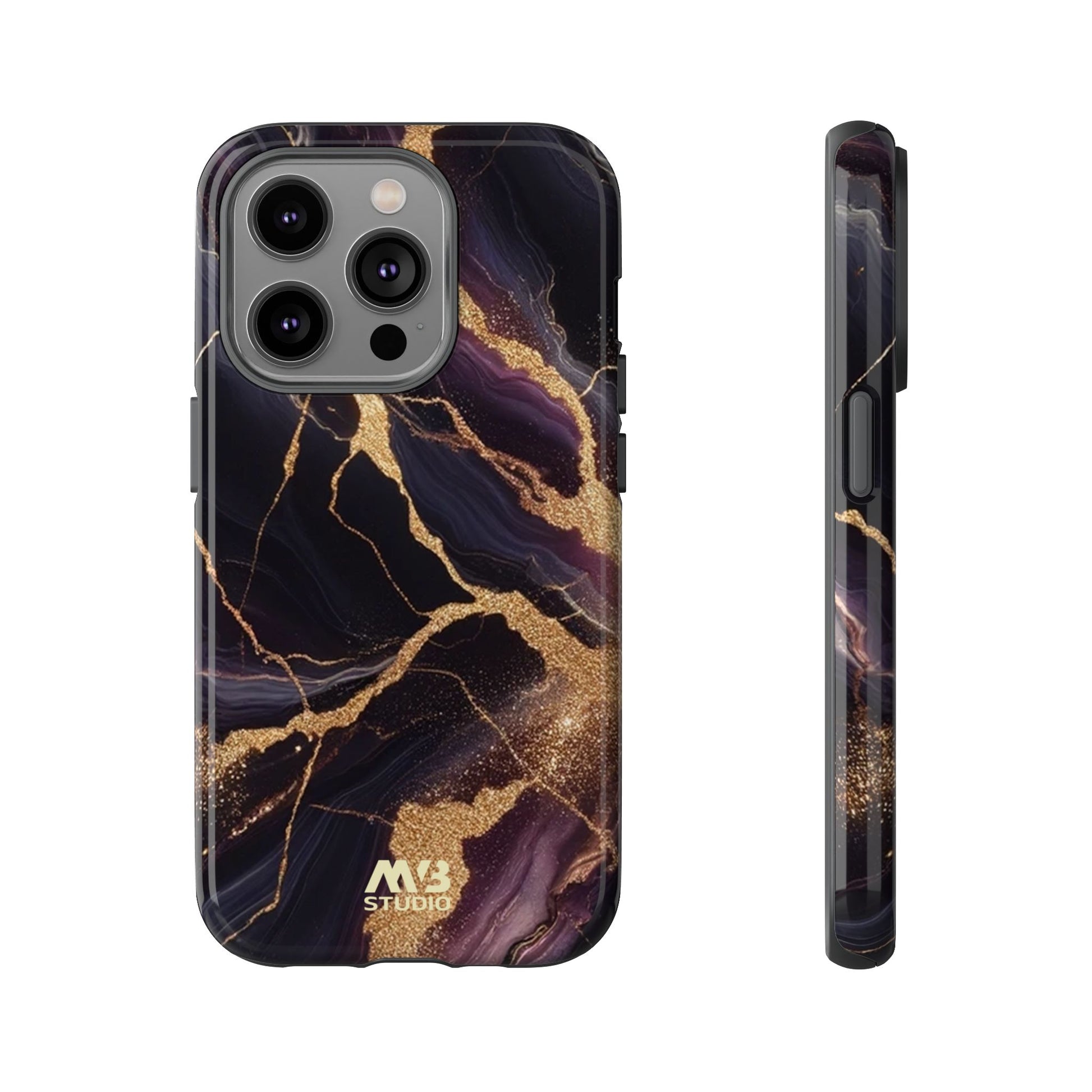 Purple & Gold Marble Tough iPhone Case