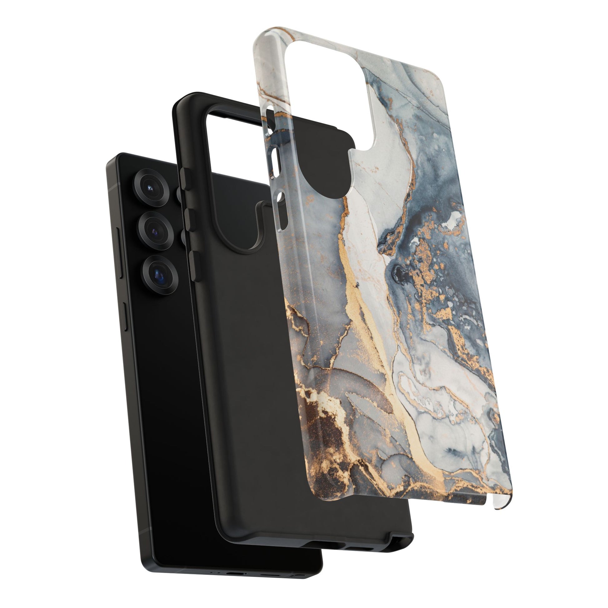 Blue Gold Marble Tough Samsung Phone Case