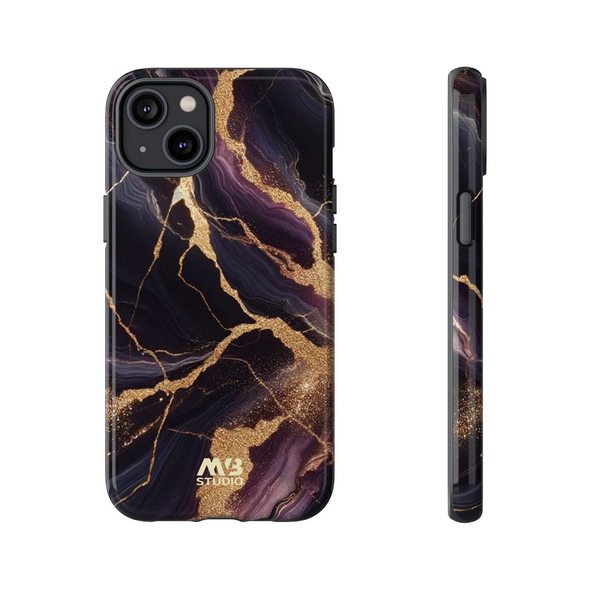 Purple & Gold Marble Tough iPhone Case