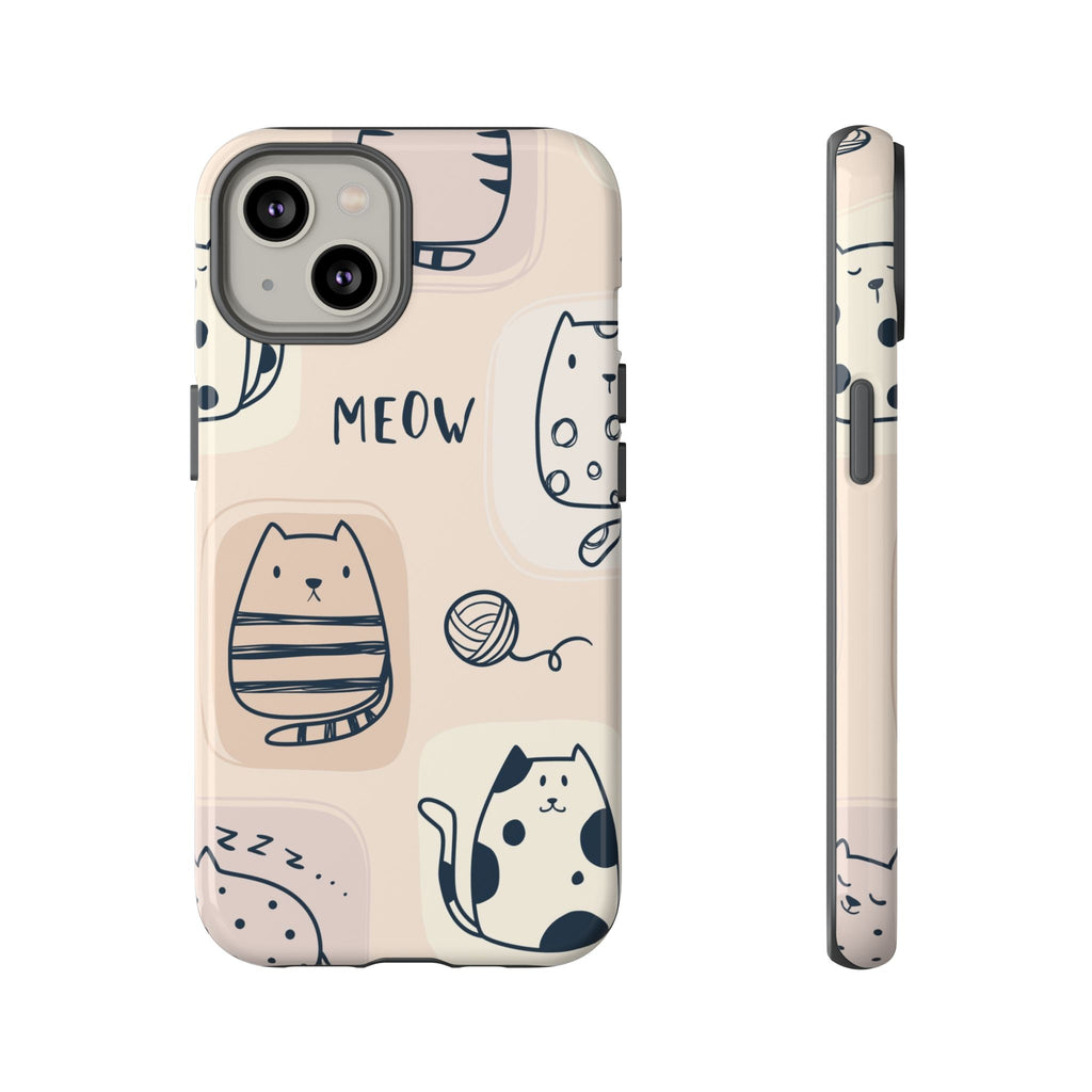 Cute Cat Drawings Tough iPhone Case - MVB STUDIO STORE