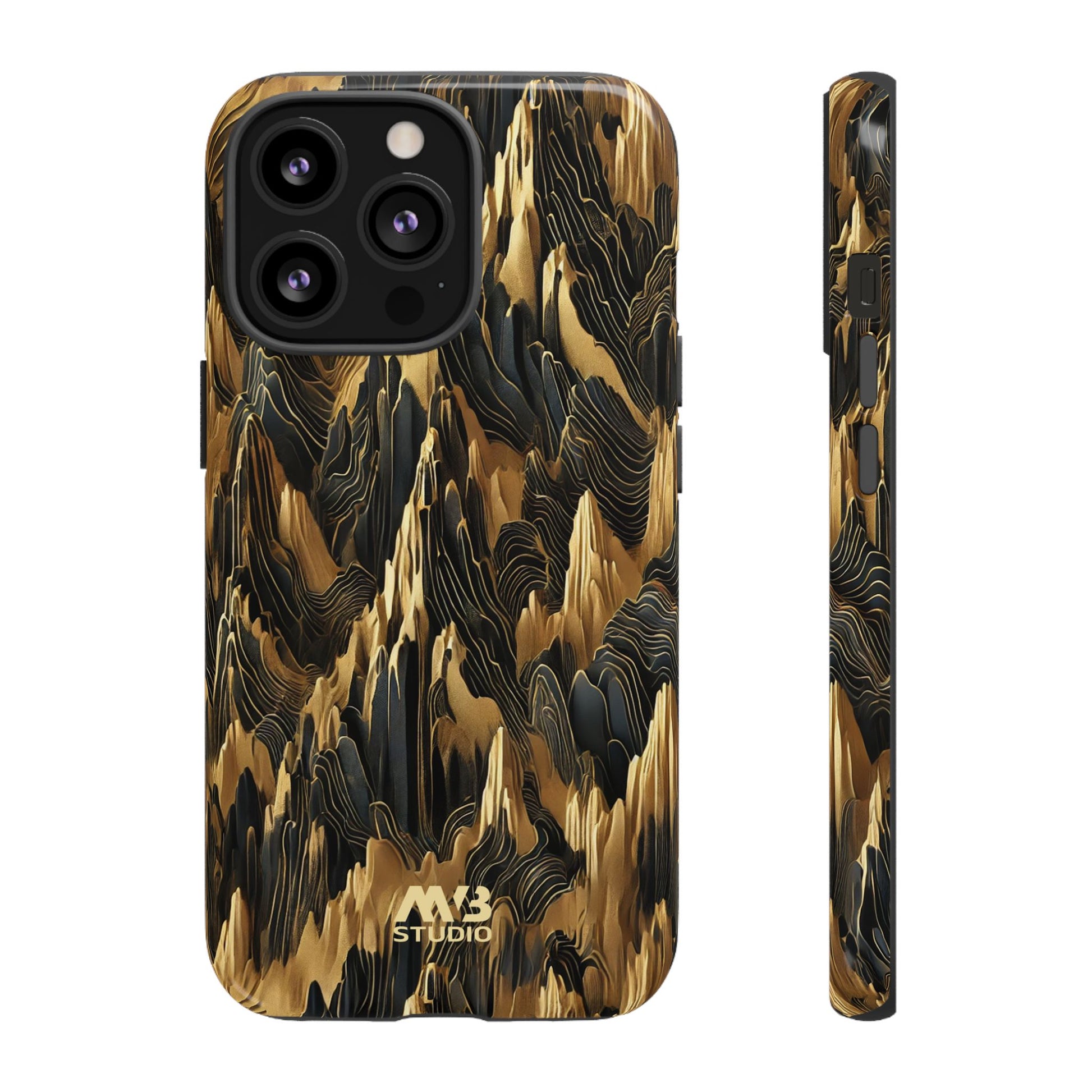 Black & Gold Terrains Tough iPhone Case