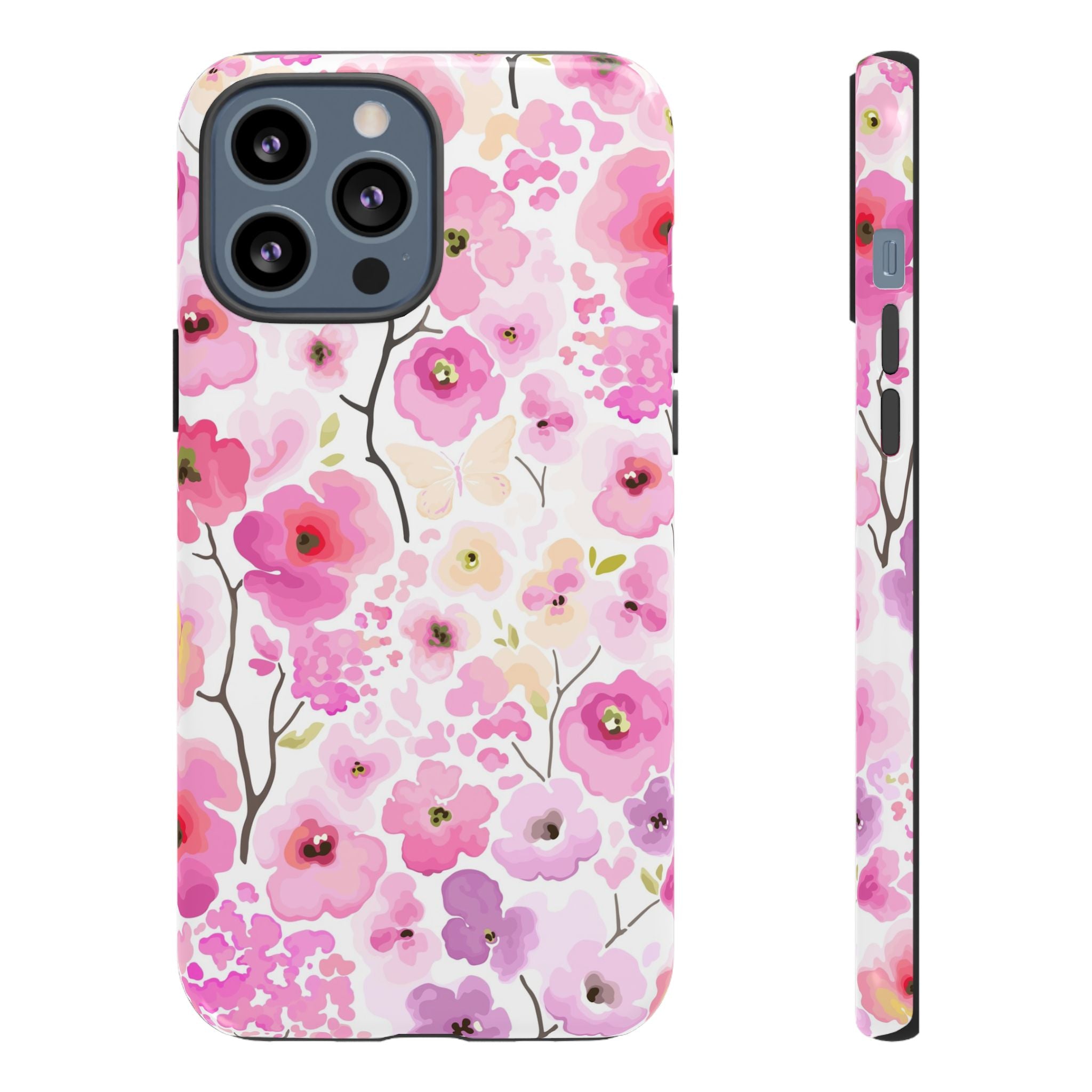 Watercolour Pink Flowers Tough iPhone Case - MVB STUDIO STORE
