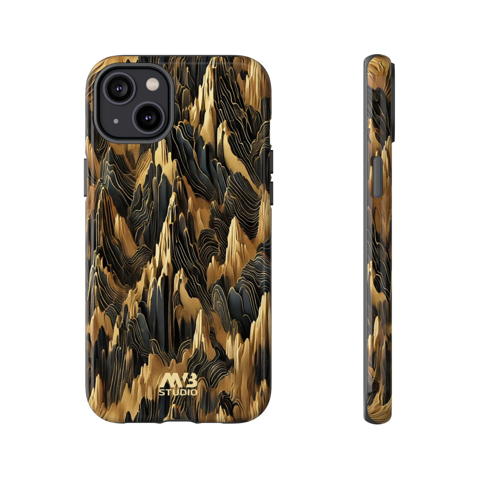 Black & Gold Terrains Tough iPhone Case
