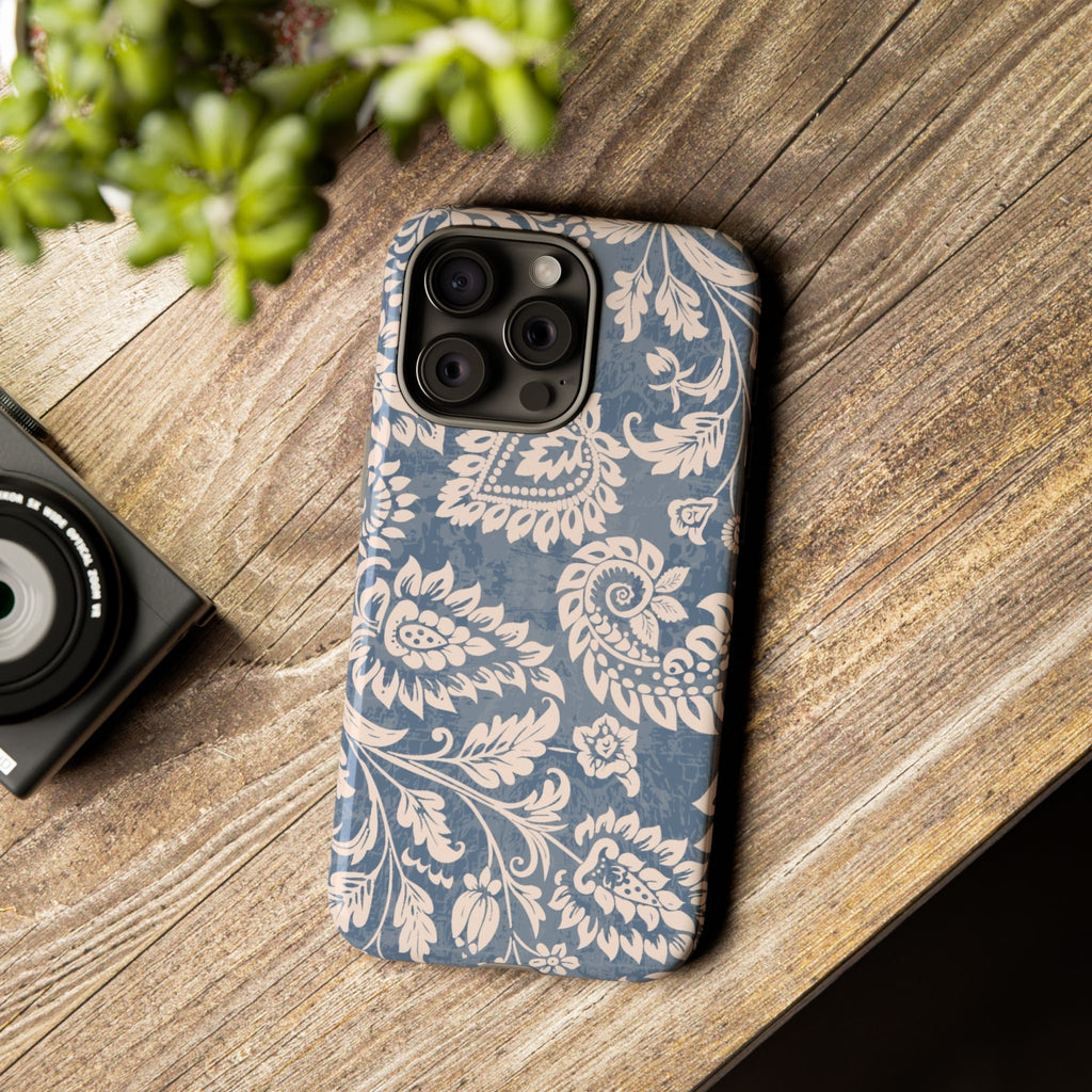 Blue Floral Pattern Tough iPhone Case - MVB STUDIO STORE