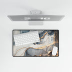 Marble & Gold Resin Desk Mat - Large Decorative Mouse Pad