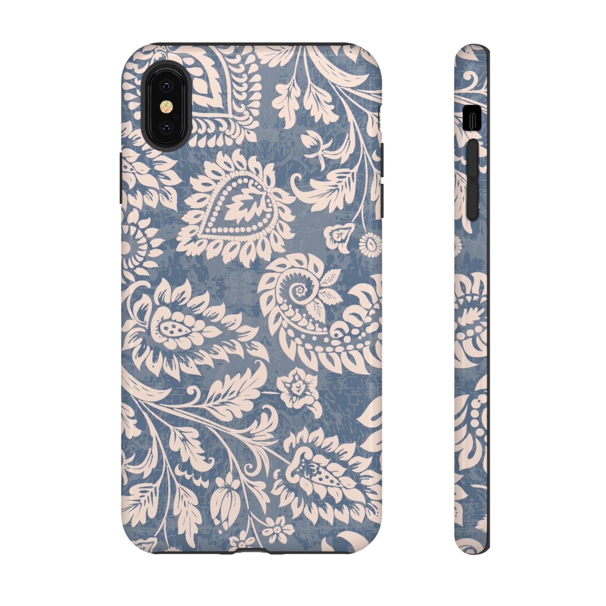 Blue Floral Pattern Tough iPhone Case - MVB STUDIO STORE