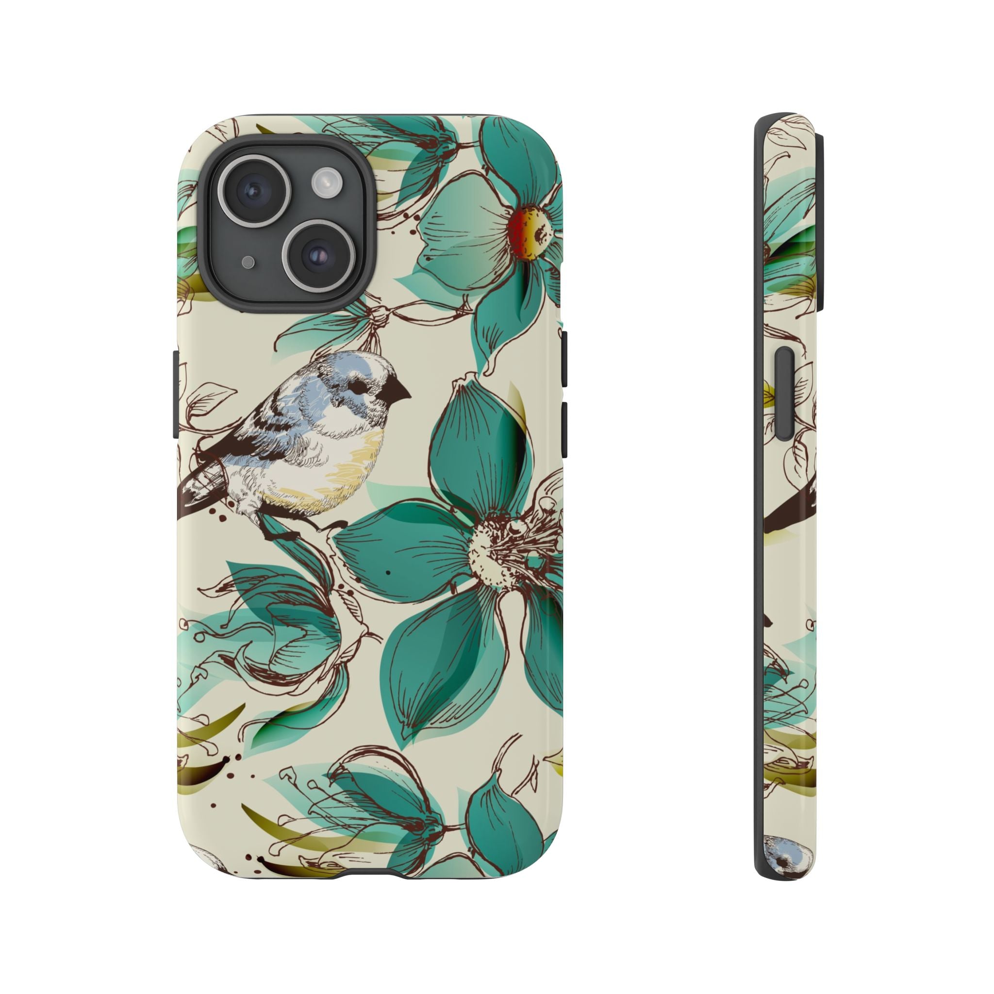Retro Birds & Flowers Tough iPhone Case - MVB STUDIO STORE