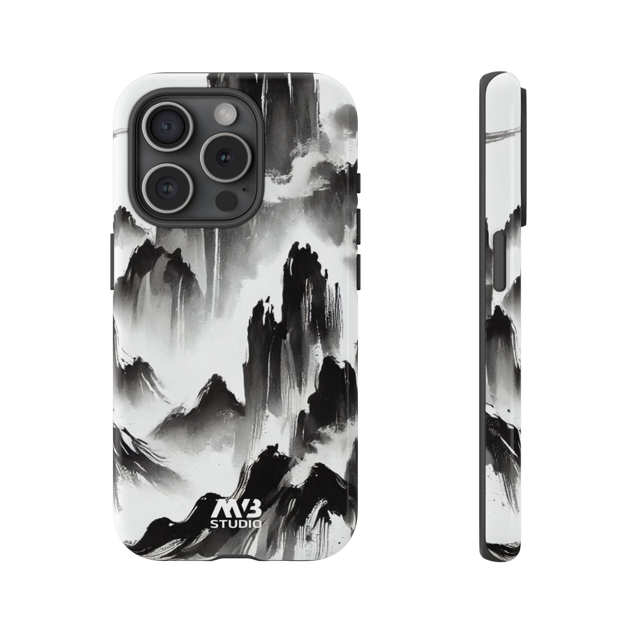 Black Ink Mountain Tough iPhone Case - MVB STUDIO STORE