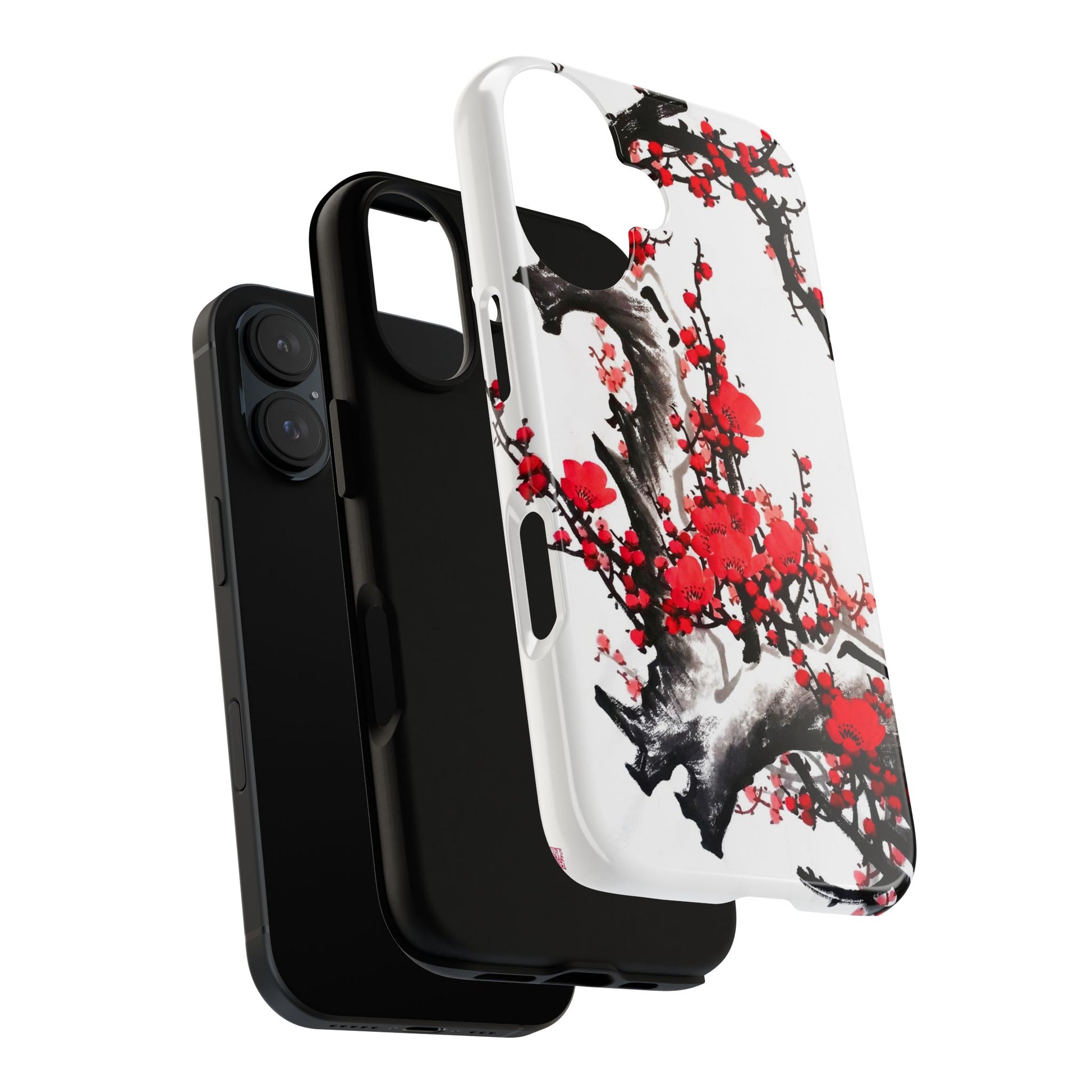Plum Blossom Ink Tough Phone Case for iPhone 16 Models