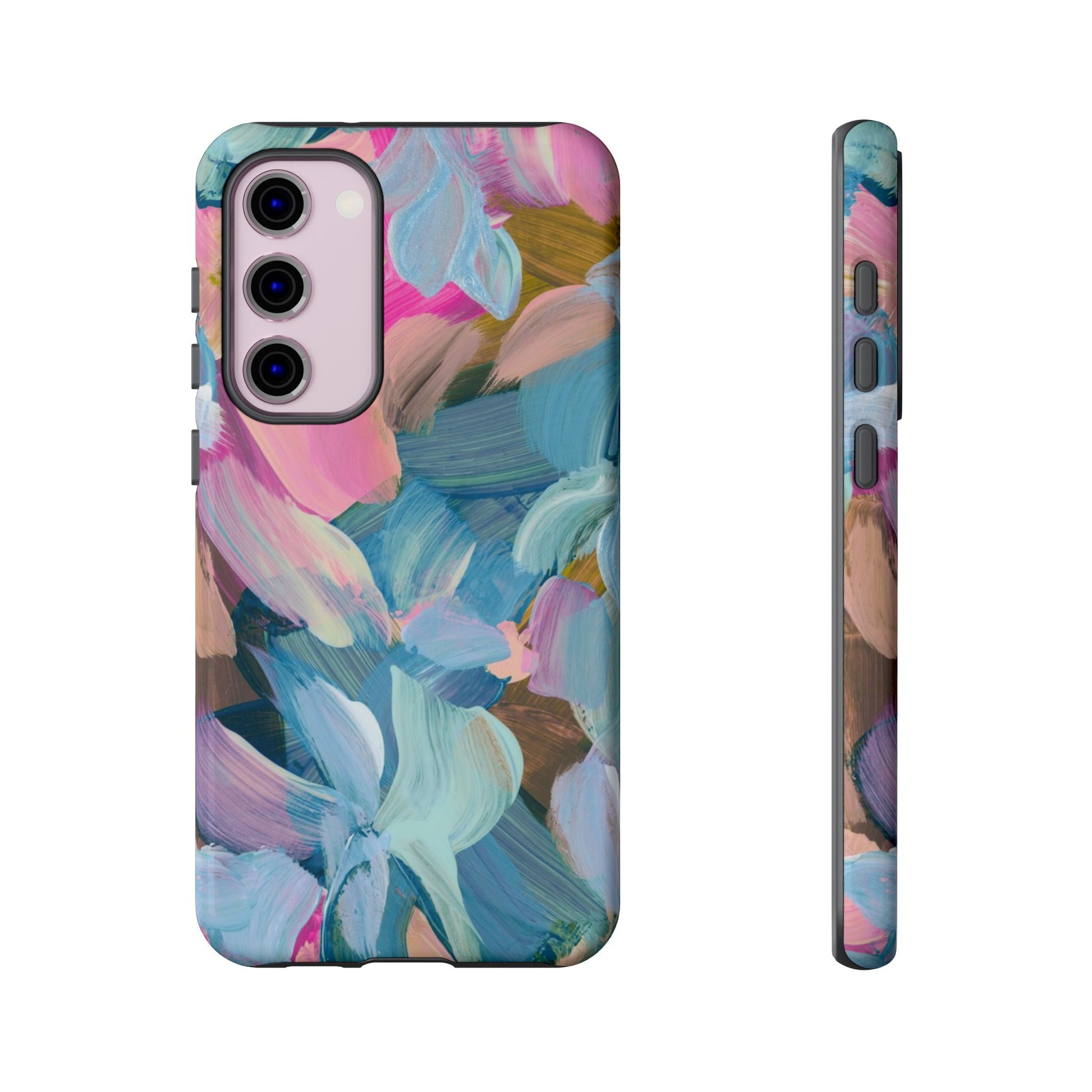 Abstract floral painting Samsung phone case featuring vibrant colors and artistic design for stylish protection.
