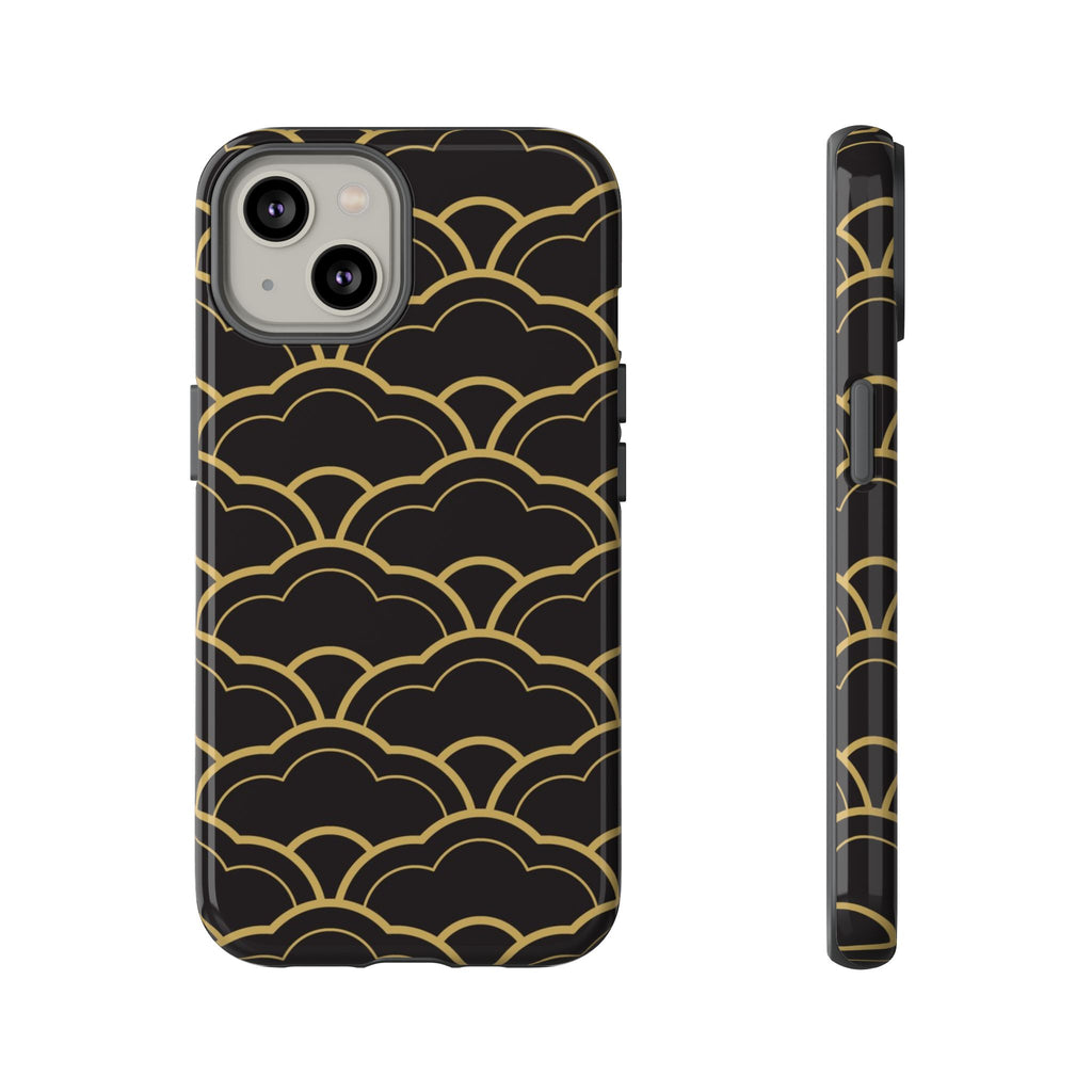 Black and Gold Wave Pattern Tough iPhone Case - MVB STUDIO STORE
