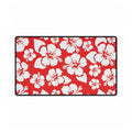 Red Hibiscus Floral Desk Mat — Tropical Gaming & Office Mouse Pad