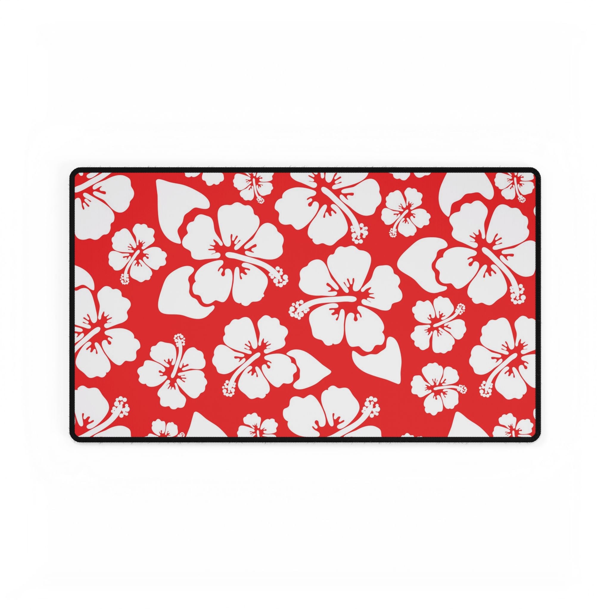 Red Hibiscus Floral Desk Mat — Tropical Gaming & Office Mouse Pad
