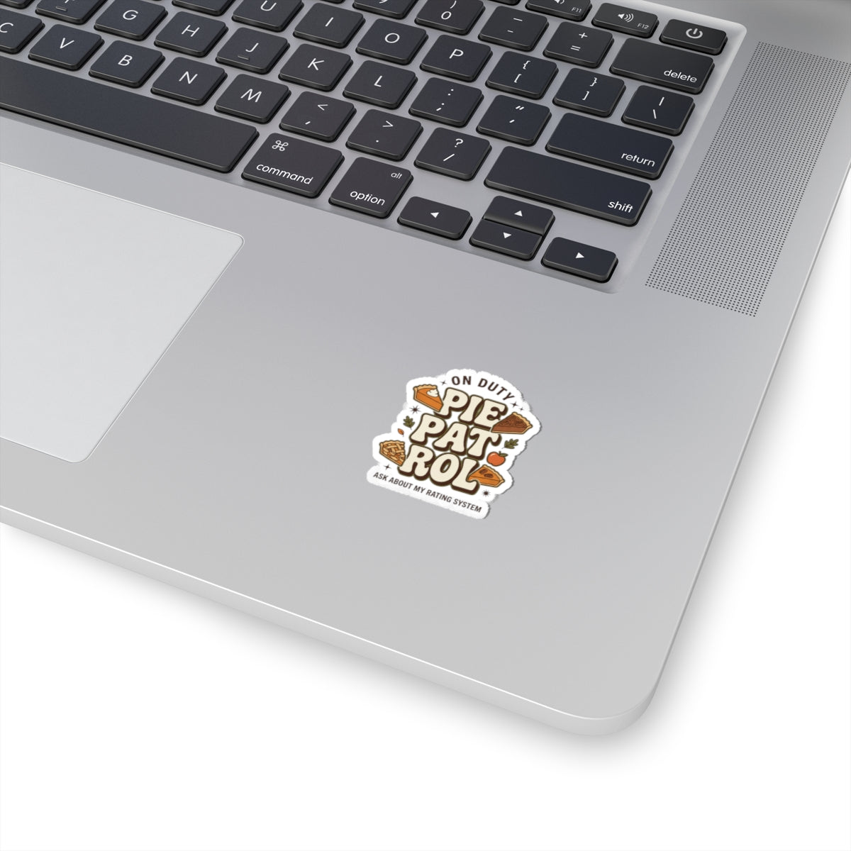 Pie Patrol Kiss-Cut Sticker, Funny Thanksgiving Pie Design