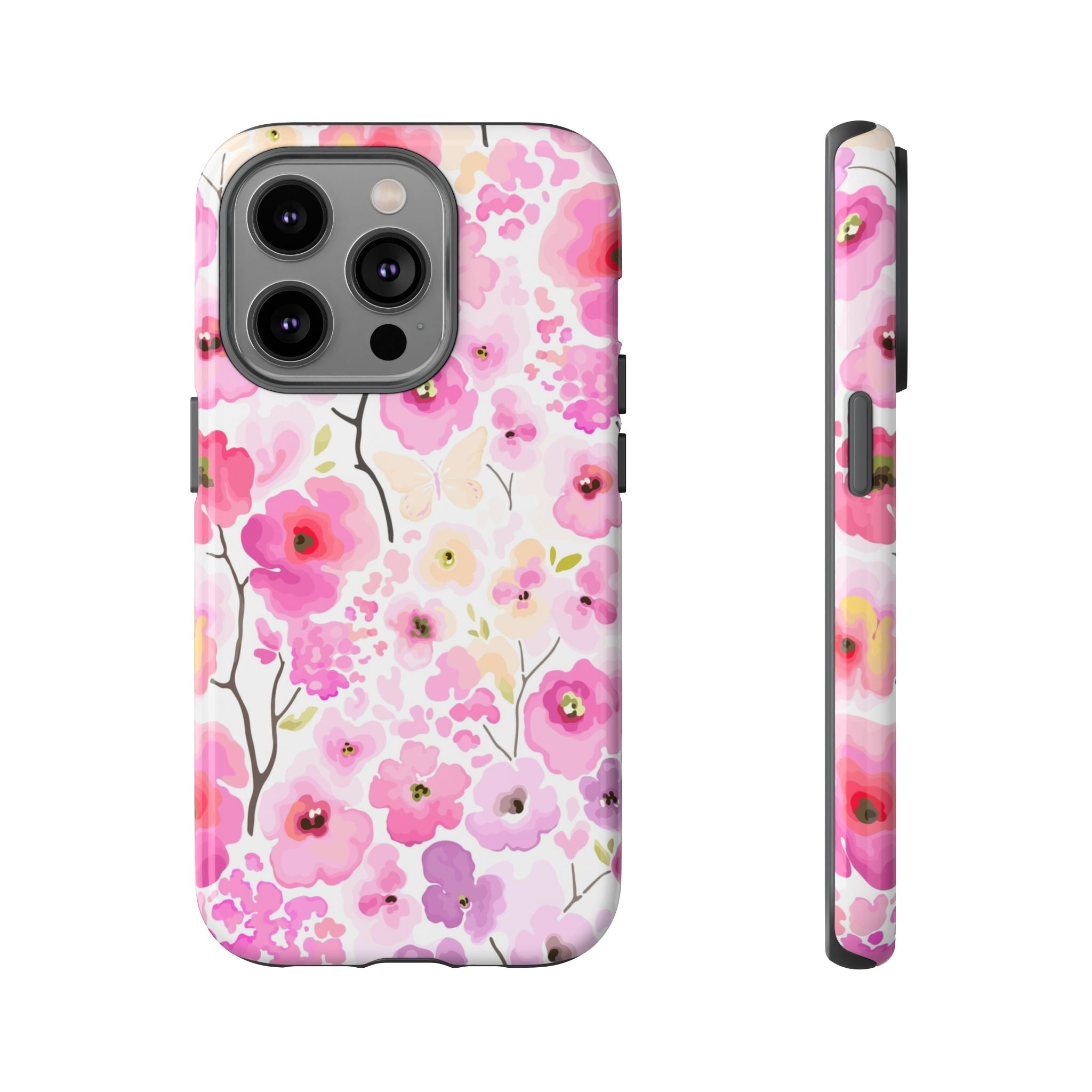 Watercolour Pink Flowers Tough iPhone Case - MVB STUDIO STORE