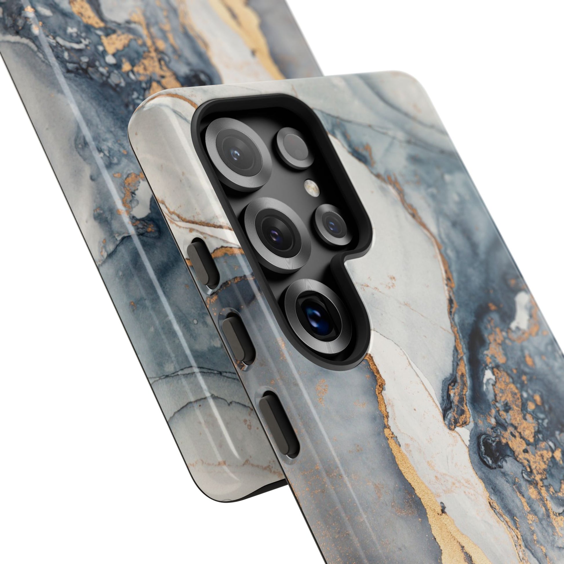 Blue Gold Marble Tough Samsung Phone Case