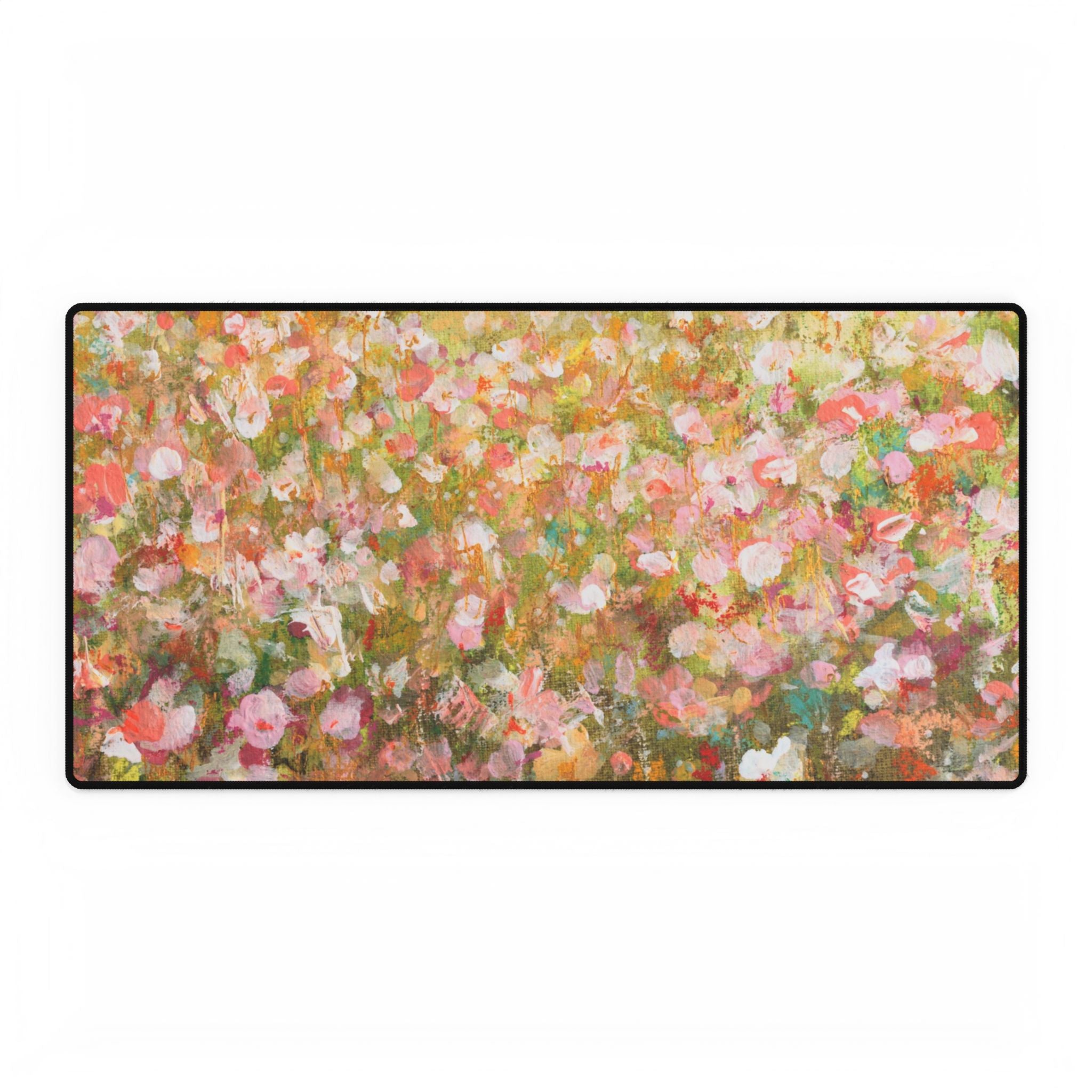 Floral Meadow Desk Mat - Pastel Impressionist Large Mouse Pad