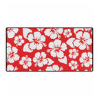 Red Hibiscus Floral Desk Mat — Tropical Gaming & Office Mouse Pad