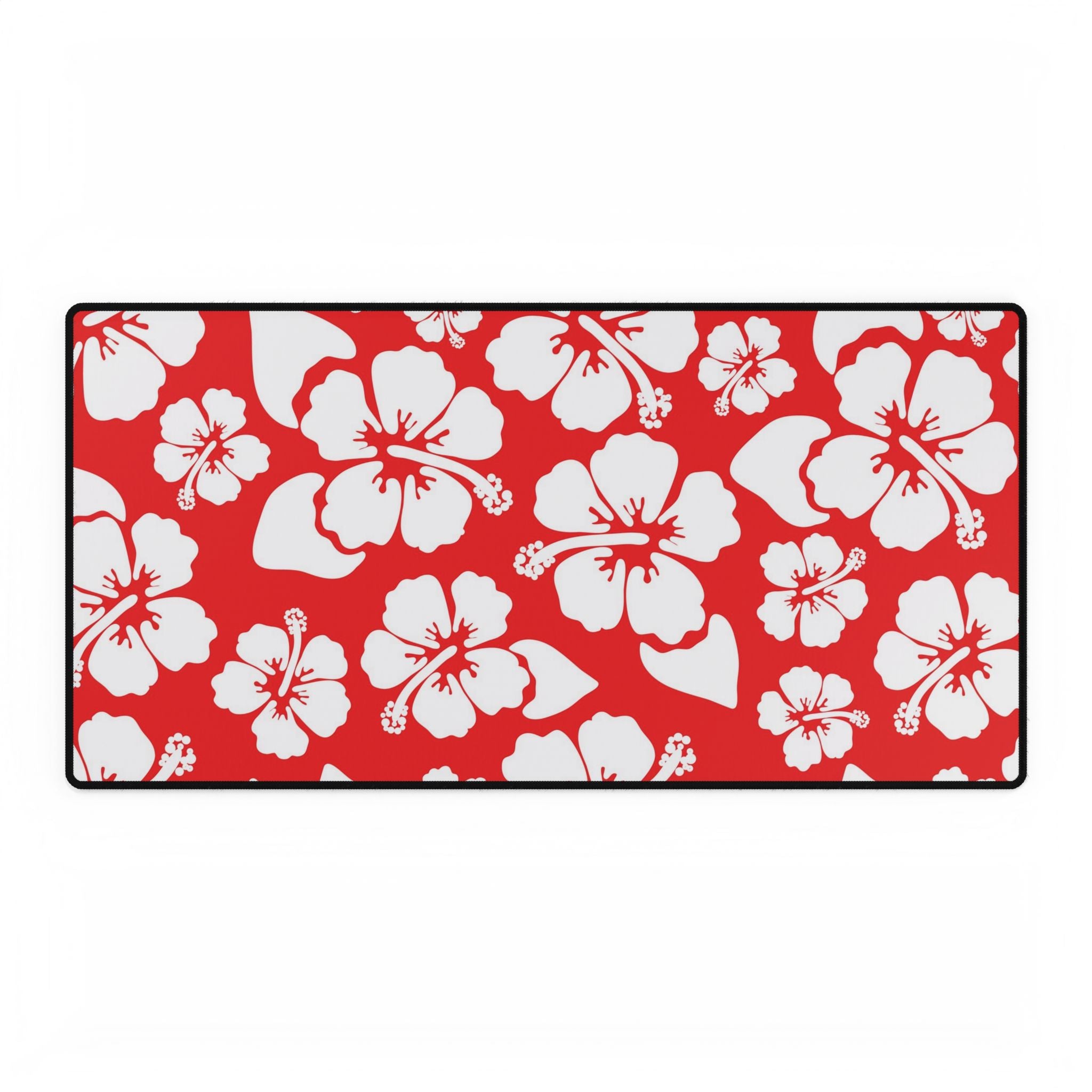 Red Hibiscus Floral Desk Mat — Tropical Gaming & Office Mouse Pad