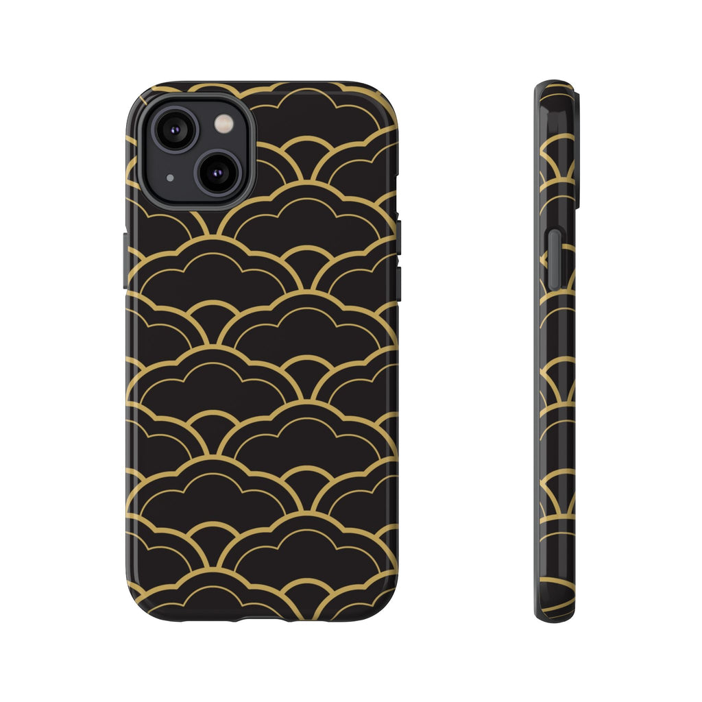 Black and Gold Wave Pattern Tough iPhone Case - MVB STUDIO STORE