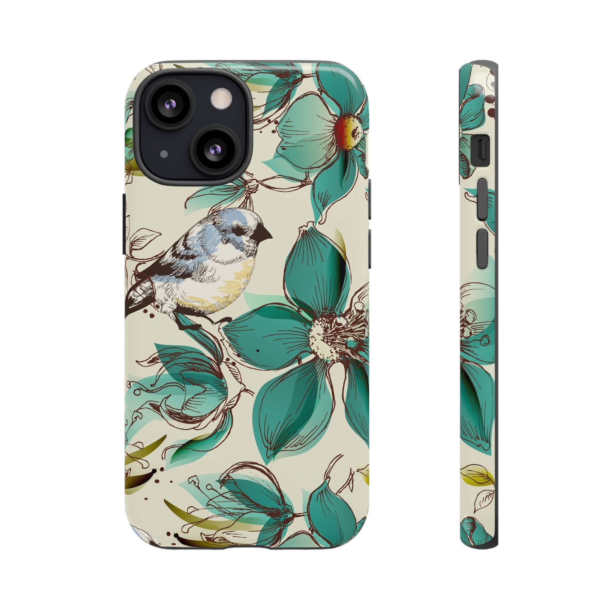 Retro Birds & Flowers Tough iPhone Case - MVB STUDIO STORE