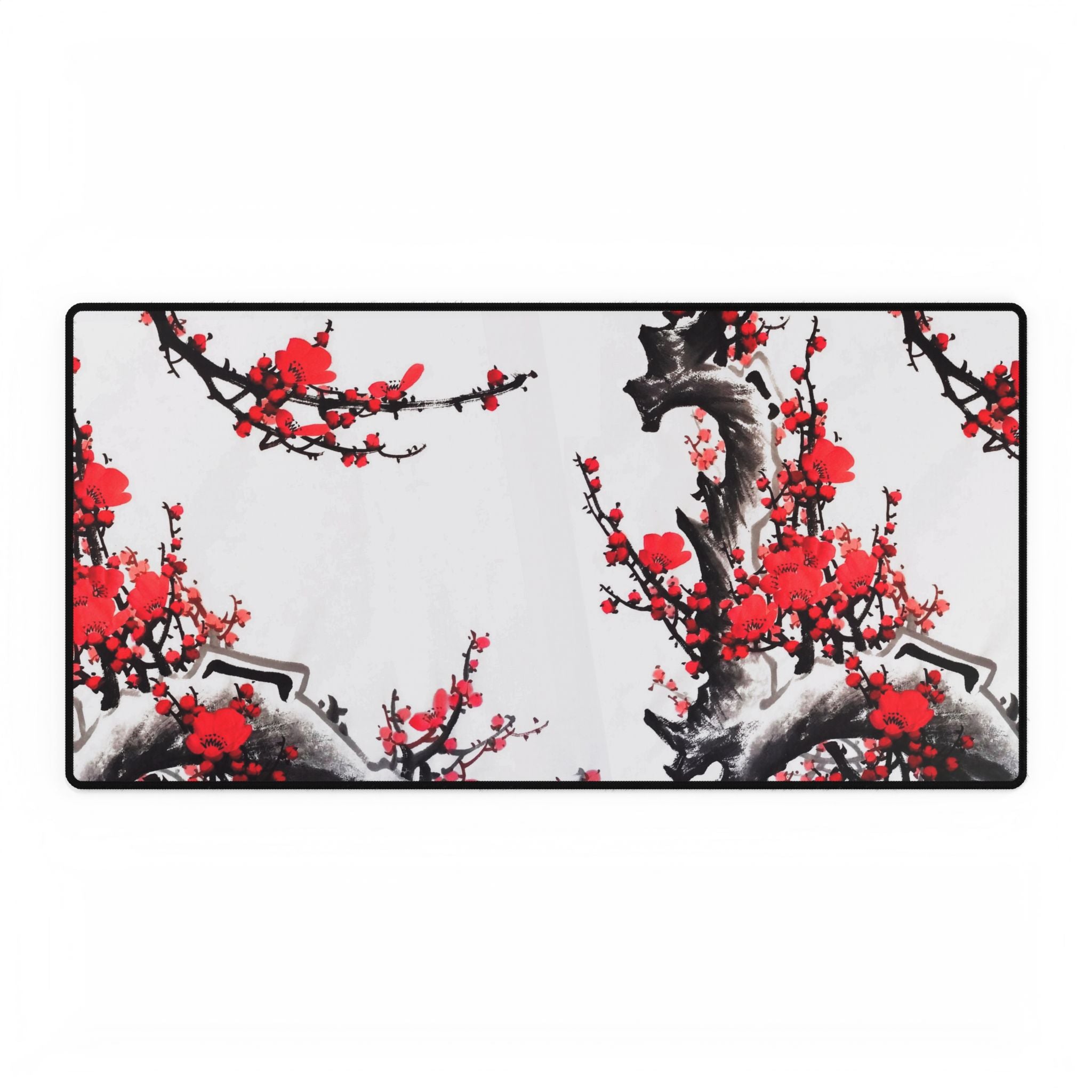 Cherry Blossom Desk Mat - Red Plum Floral Gaming/Office Mousepad
