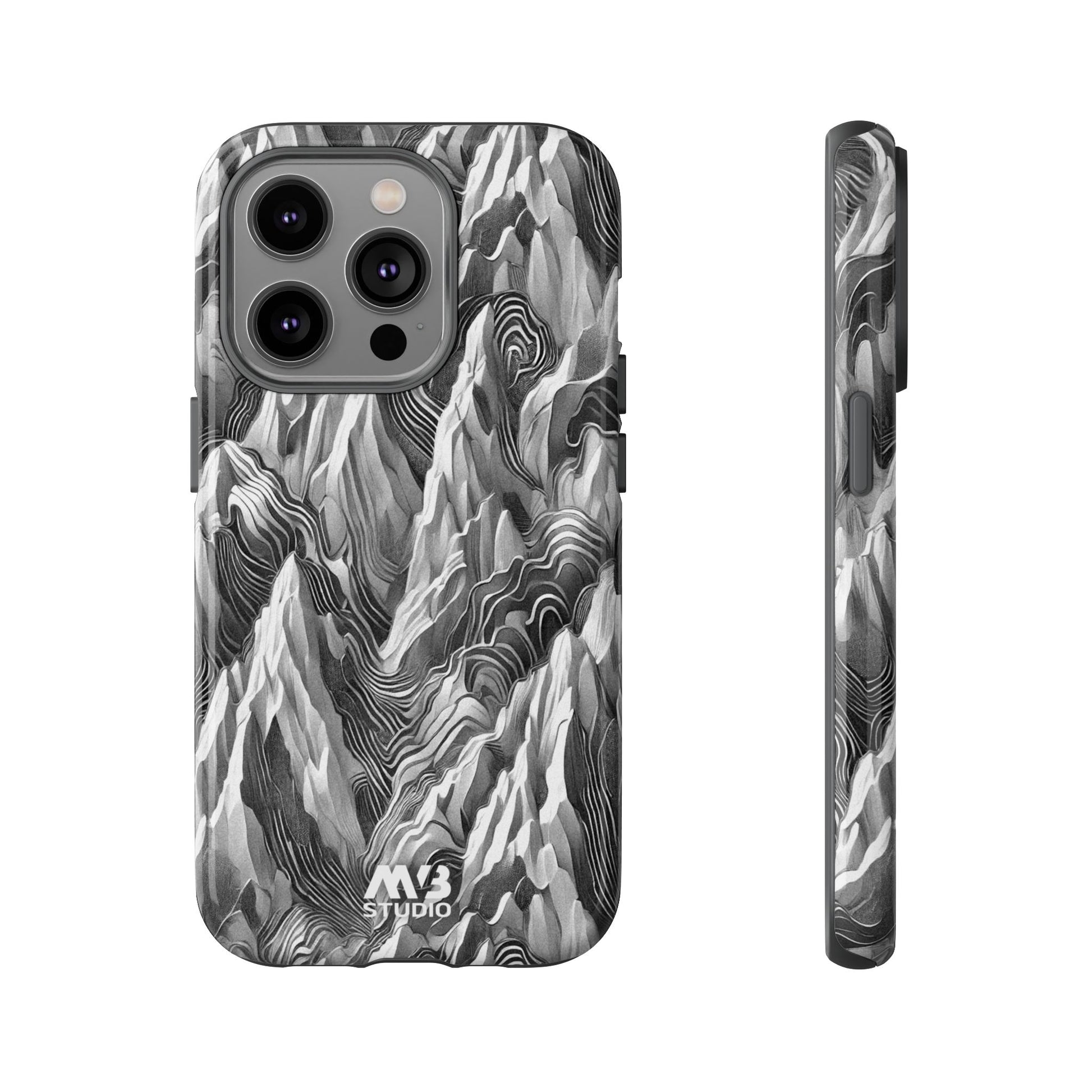 Grayscale Terrains Tough iPhone Case