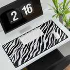 Zebra Stripe Desk Mat - Black & White Large Mouse Pad for Home Office