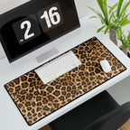 Leopard Print Desk Mat - Large Animal Print Gaming/Office Desk Pad