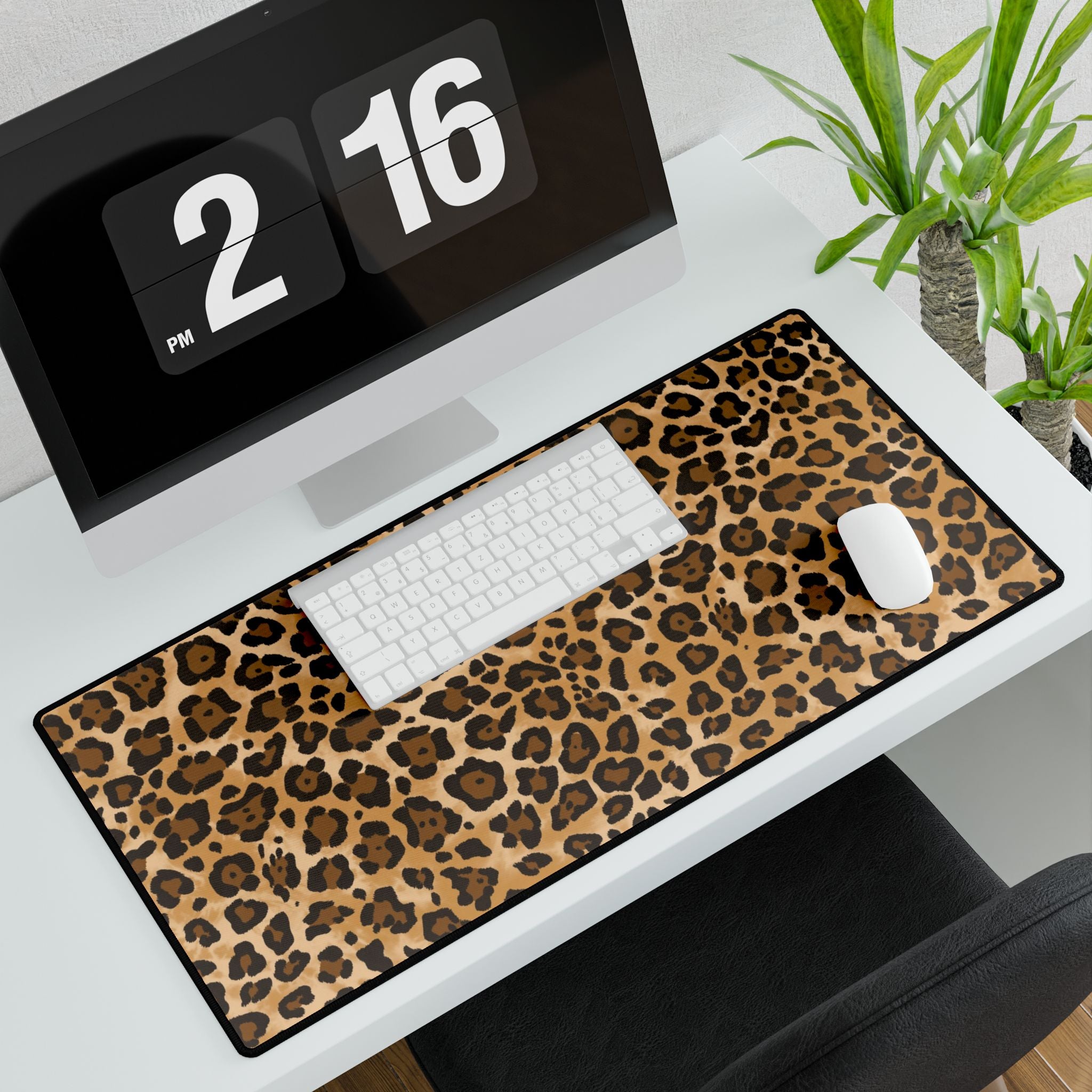 Leopard Print Desk Mat - Large Animal Print Gaming/Office Desk Pad