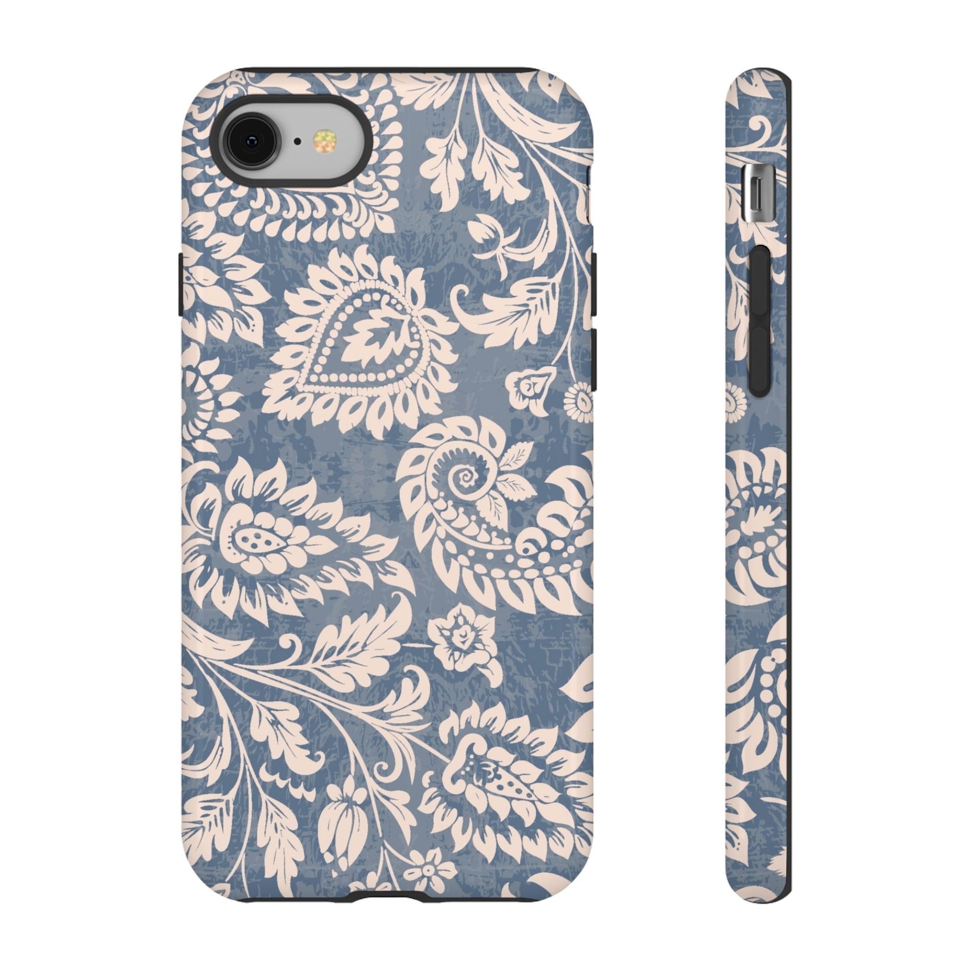 Blue Floral Pattern Tough iPhone Case - MVB STUDIO STORE