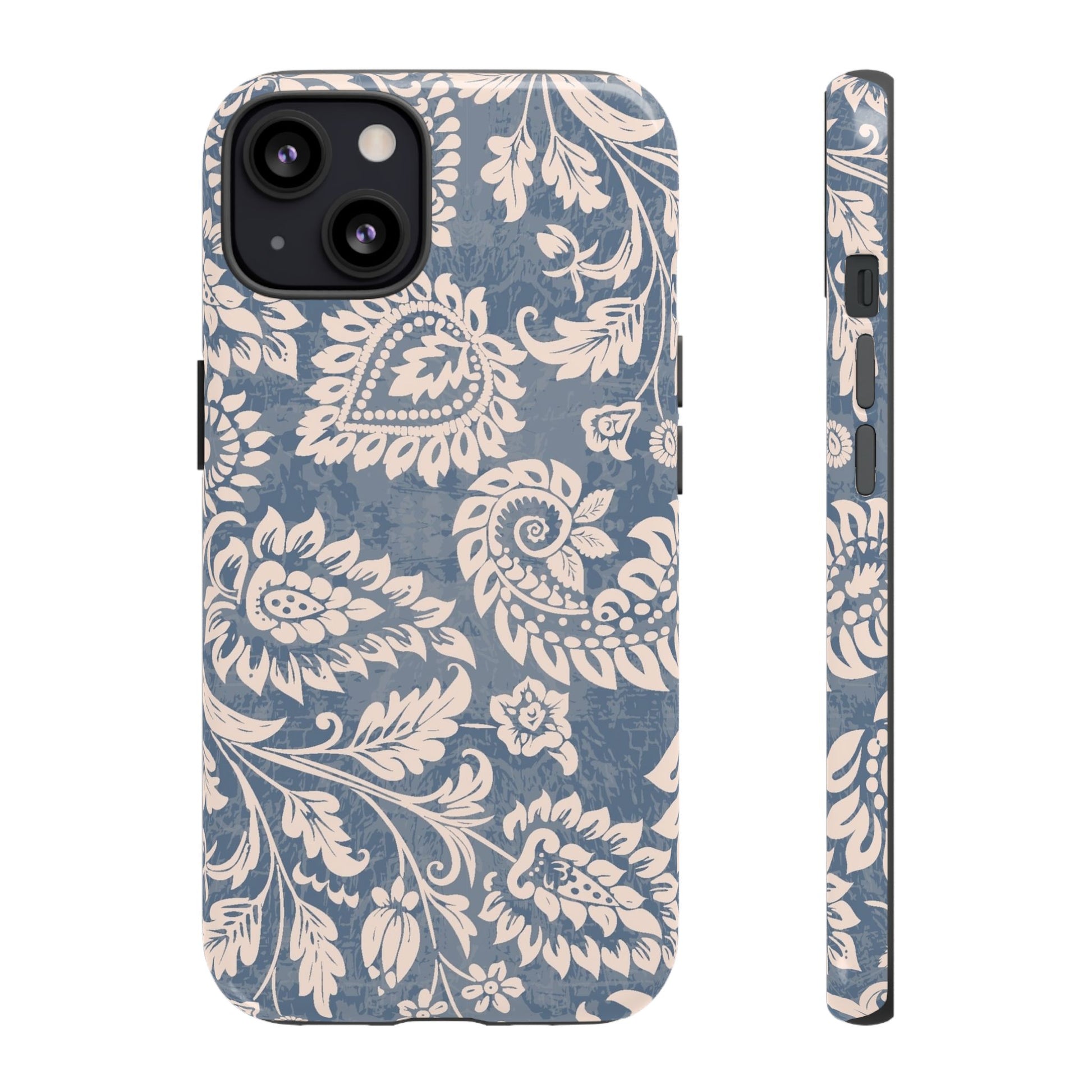 Blue Floral Pattern Tough Phone Case for iPhone 13 models